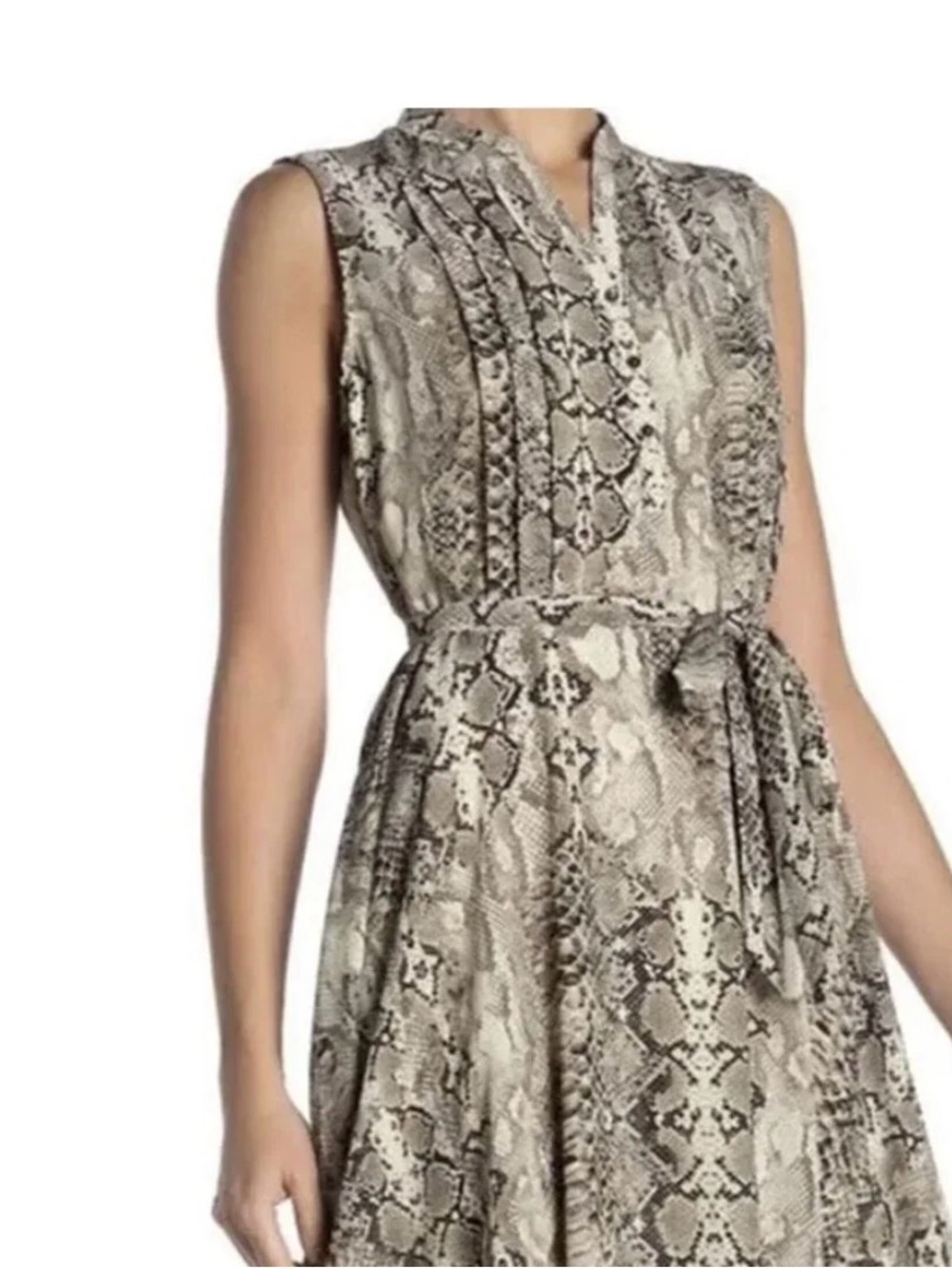 NWT Nanette Lepore neutral snakeskin print sleeveless slip midi dress size 6